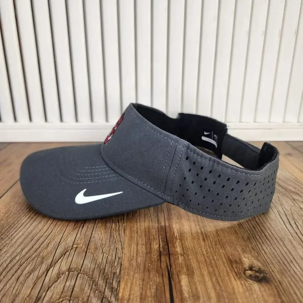 Nike Dri-Fit Arkansas Razorbacks Visor Gray Red Strapback Golf Tennis College